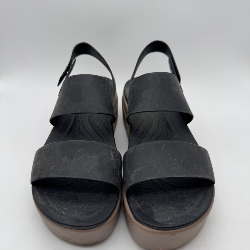 Crocs Brooklyn Low Wedge Sandals Black Mushroom LiteRide Platform Womens 8 - Picture 2 of 6